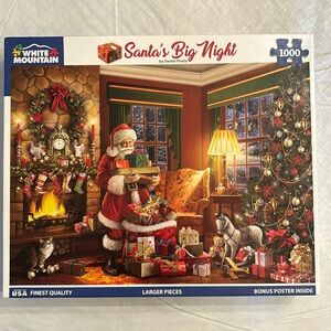 White Mountain Santa's Big Night Puzzle - Red, Green, Brown